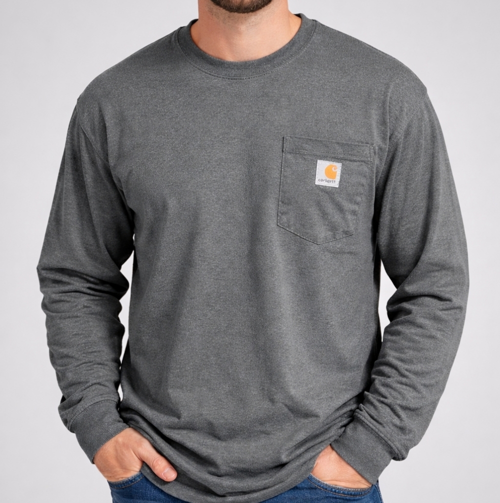 Carhartt Men's Dark Gray Long Sleeve Loose Fit Tee Shirt sz 3XL Workwear Country